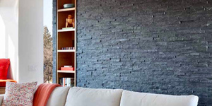 Декоративный камень в интерьере фото 3D панели RKS SLATE Сланец Black Slate купить натуральный камень (5)