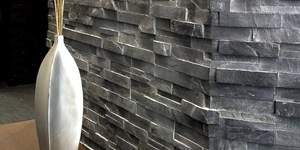 Декоративный камень в интерьере фото 3D панели RKS SLATE Сланец Black Slate купить натуральный камень (6)