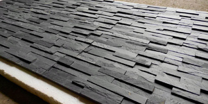 Кухонный фартук из камня 3D панели RKS SLATE Сланец Black Slate фото результата, купить с доставкой (2)