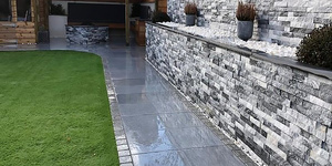 Каменная отделка стен кухни и уличной барбекю-зоны 3D панелями RKS SLATE Мрамор Cloudy Grey заказать с доставкой (3)