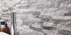 Плитка из натурального камня в ванную 3D панели RKS SLATE Мрамор Cloudy Grey заказать, фото результата монтажа (2)
