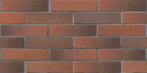 Кирпич облицовочный ЛСР, Красный Флэшинг, Гладкий, 1НФ на сером шве