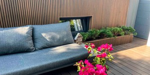 Террасная доска ДПК Turtle Shell Australian Palisander Co-Extrusion сочетание террасной доски и реечных панелей