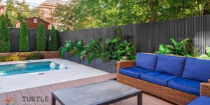 Террасная доска ДПК Turtle Shell Thai Teak Co-Extrusion забор из реечных панелей и отделка клумбы дпк (4)