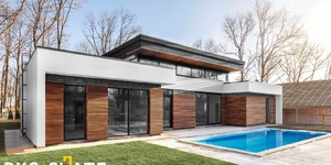 Черный фасадный камень фото реализованных проектов Сланец RKS SLATE Brazil Black Natural купить с доставкой (14)