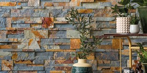 Декоративная плитка из камня для стен в интерьере 3D панели RKS SLATE Сланец Multicolor Modern (3)
