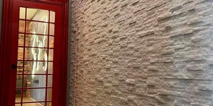 Каменная стена в интерьере фото 3D панели RKS SLATE Кварцит White Quartz Classic купить камень для стен с доставкой (9)