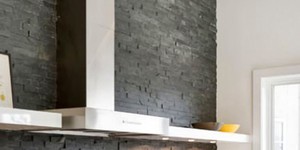 Кухонный фартук из камня фото интерьера 3D панели RKS SLATE Сланец Matt Black Slate Classic (2)