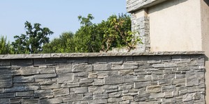 Забор и подпорные стены из камня 3D панель RKS SLATE Кварцит Grey Quartz Country большая галерея фото (5)