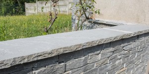 Забор и подпорные стены из камня 3D панель RKS SLATE Кварцит Grey Quartz Country большая галерея фото (6)