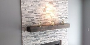 Камень для облицовки печей и каминов в виде 3D панели RKS SLATE Мрамор Cloudy Grey купить, фото после монтажа (9)